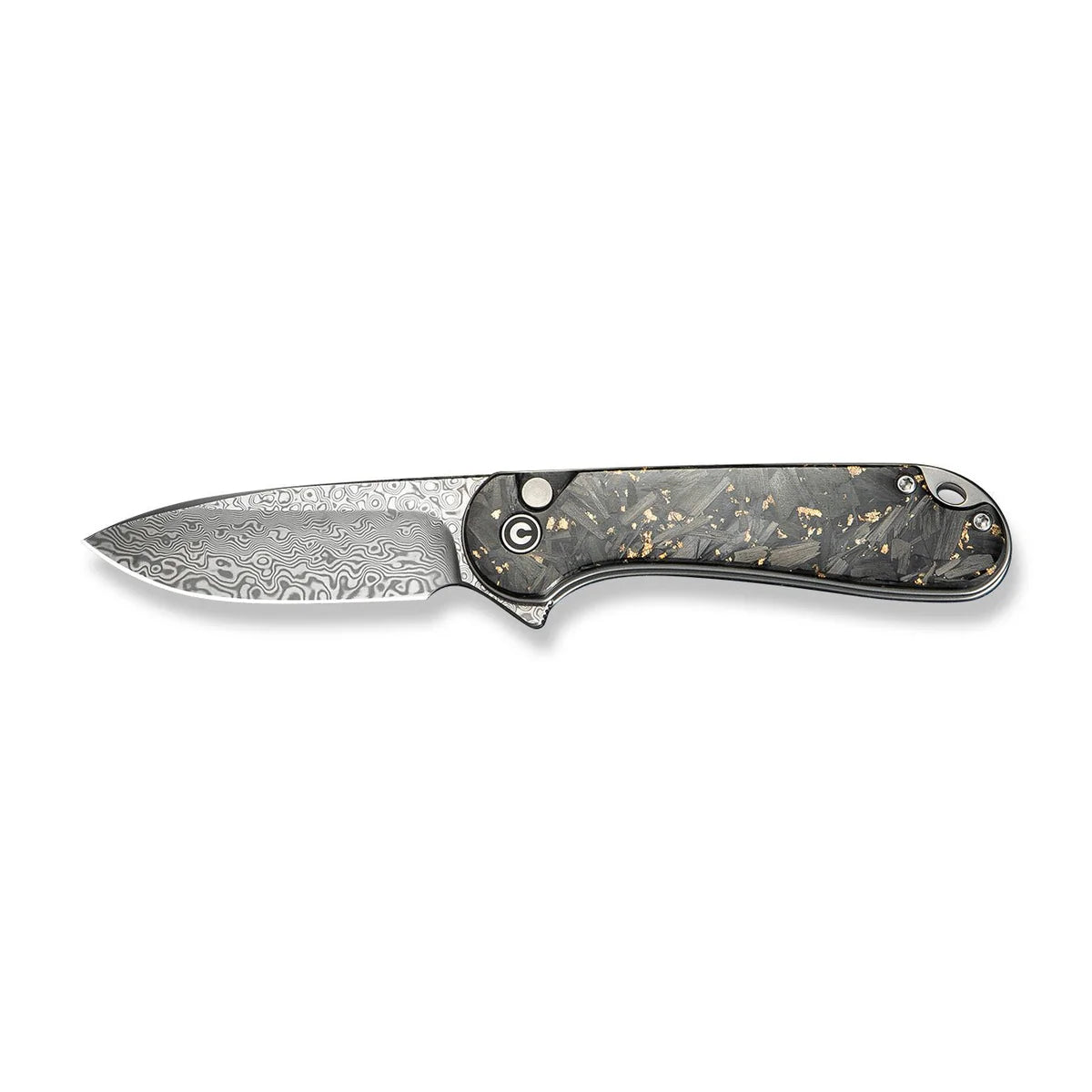 CIVIVI | Button Lock Elementum II | Flipper Knife CF & Resin Handle | Damascus Blade | C18062P-10