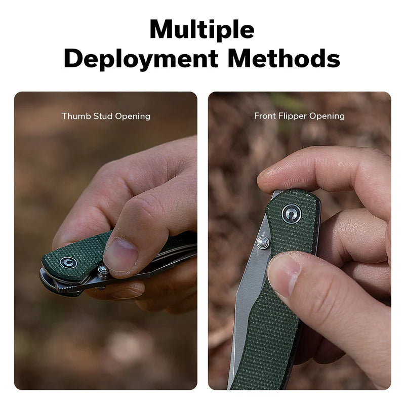 CIVIVI Clingman Front Flipper & Thumb Stud Knife Micarta Handle (2.99" Nitro-V Blade) C23065-4