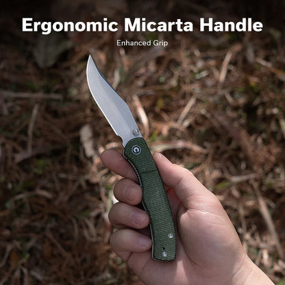 CIVIVI Clingman Front Flipper & Thumb Stud Knife Micarta Handle (2.99" Nitro-V Blade) C23065-4