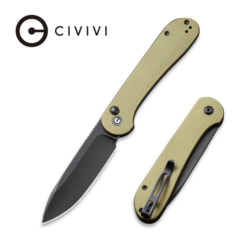 CIVIVI Button Lock Elementum Pocket Knife Micarta Handle (3.47" 14C28N Blade) C2103B