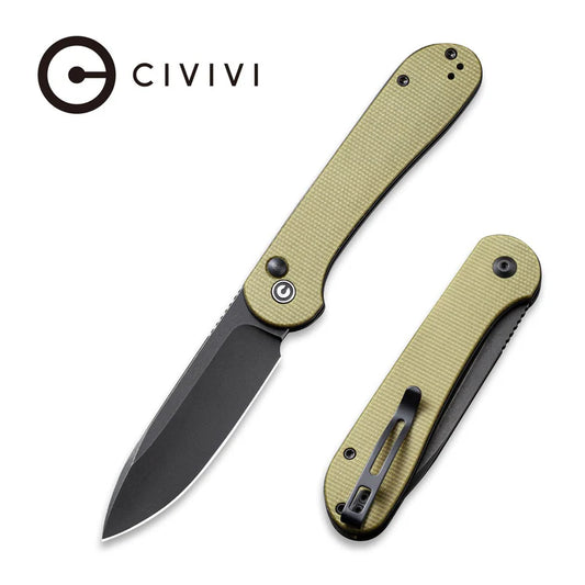 CIVIVI Button Lock Elementum Pocket Knife Micarta Handle (3.47" 14C28N Blade) C2103B