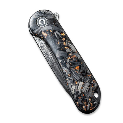 CIVIVI Elementum Flipper Knife Carbon Fiber & Resin Handle (2.96" Damascus Blade) C907C-DS3