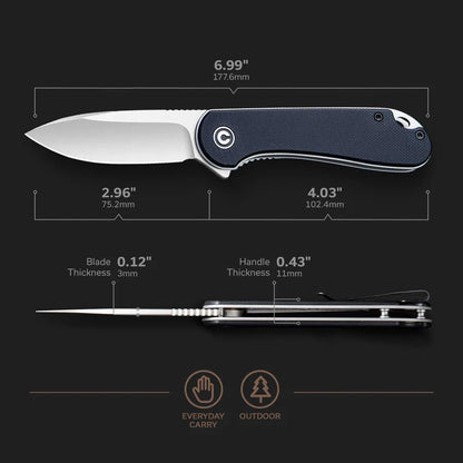CIVIVI Elementum Flipper Knife G10 Handle (2.96" D2 Blade) C907A