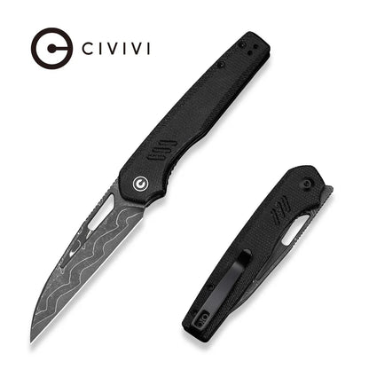 CIVIVI Guile Front Flipper & Thumb Hole Knife Micarta Handle (3.25" Damascus Blade) C24062B-DS1