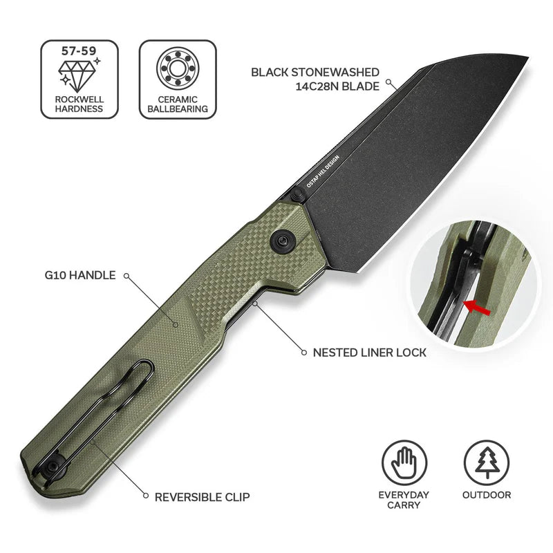 CIVIVI Hid Thumb Stud Knife G10 Handle (4.14" 14C28N Blade) C23008-2