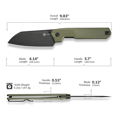 CIVIVI Hid Thumb Stud Knife G10 Handle (4.14" 14C28N Blade) C23008-2