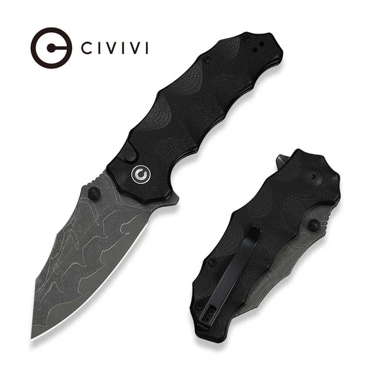 CIVIVI Vexron Flipper & Thumb Hole & Button Lock Knife G10 Handle (2.98" 14C28N Blade) C24066-3