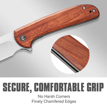 CIVIVI Primitrox Flipper Knife Wood Handle (3.48" Nitro-V Blade) C23005A-3