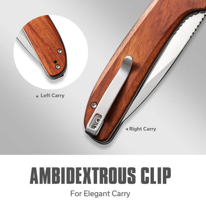 CIVIVI Primitrox Flipper Knife Wood Handle (3.48" Nitro-V Blade) C23005A-3