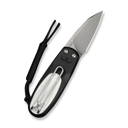 CIVIVI Purr Flipper & Slip Joint Knife Black & White G10 Handle (1.83" Stonewashed Nitro-V Blade) C25054-2, With 1PC Black Lanyard