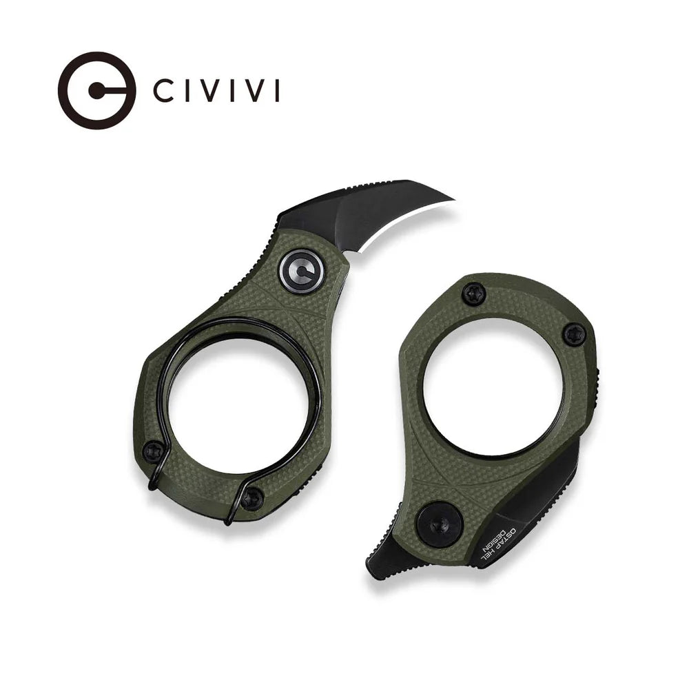 CIVIVI Pyrus Slip Joint Utility Knife OD Green G10 Handle (0.65" Black Stonewashed 14C28N Blade) C23038-4