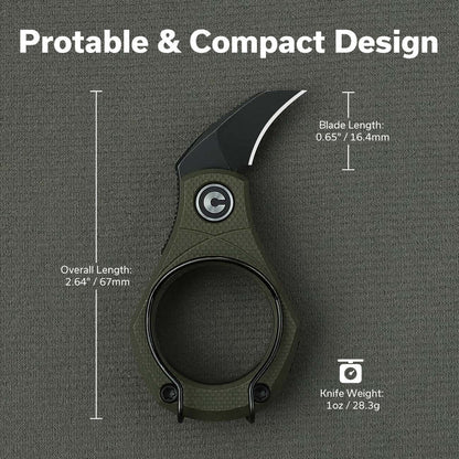 CIVIVI Pyrus Slip Joint Utility Knife OD Green G10 Handle (0.65" Black Stonewashed 14C28N Blade) C23038-4