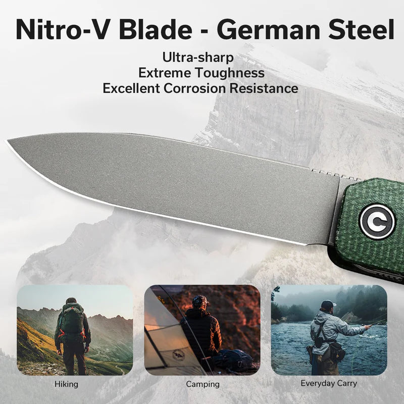 CIVIVI Sendy Flipper Knife Micarta Handle (2.83" Nitro-V Blade) C21004A-1