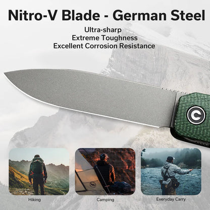 CIVIVI Sendy Flipper Knife Micarta Handle (2.83" Nitro-V Blade) C21004A-1