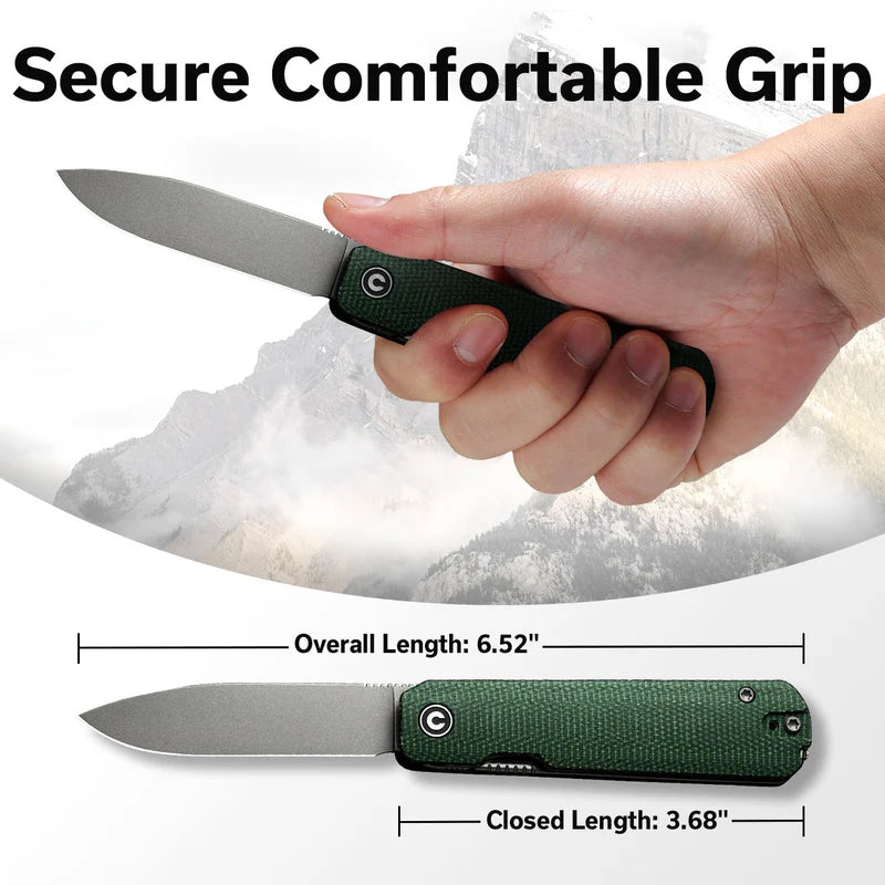 CIVIVI Sendy Flipper Knife Micarta Handle (2.83" Nitro-V Blade) C21004A-1