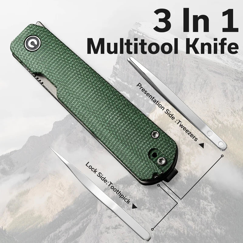 CIVIVI Sendy Flipper Knife Micarta Handle (2.83" Nitro-V Blade) C21004A-1