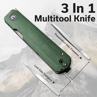 CIVIVI Sendy Flipper Knife Micarta Handle (2.83" Nitro-V Blade) C21004A-1