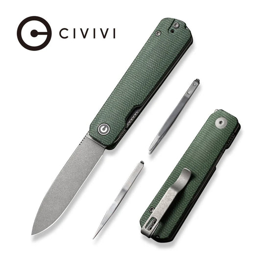 CIVIVI Sendy Flipper Knife Micarta Handle (2.83" Nitro-V Blade) C21004A-1