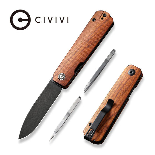 CIVIVI Sendy Flipper Knife Wood Handle (2.83" Nitro-V Blade) C21004A-2