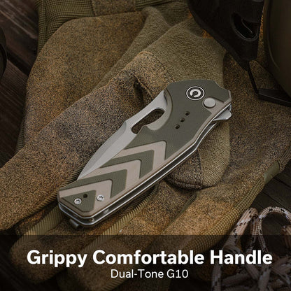 CIVIVI Vexron Flipper & Thumb Hole & Button Lock Knife G10 Handle (2.98" 14C28N Blade) C24066-2