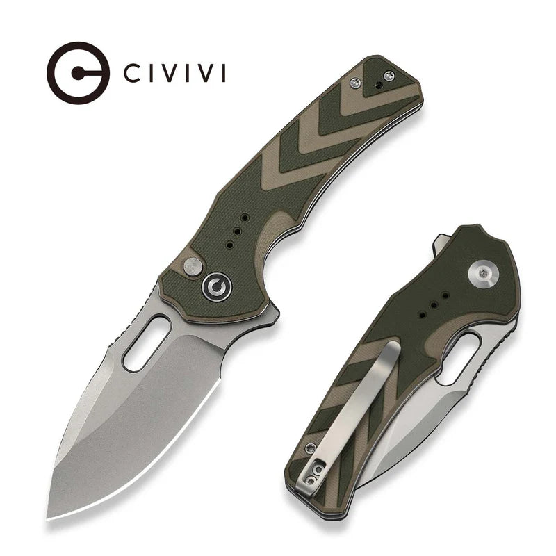 CIVIVI Vexron Flipper & Thumb Hole & Button Lock Knife G10 Handle (2.98" 14C28N Blade) C24066-2