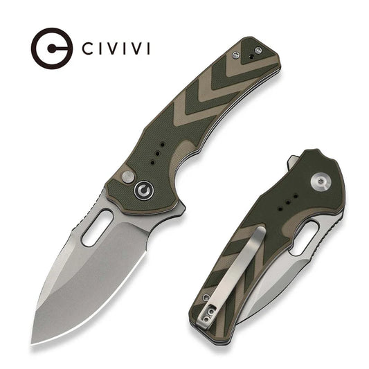 CIVIVI Vexron Flipper & Thumb Hole & Button Lock Knife G10 Handle (2.98" 14C28N Blade) C24066-2