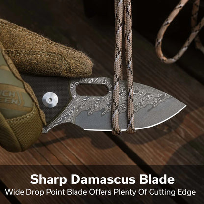 CIVIVI Vexron Flipper & Thumb Hole & Button Lock Knife G10 Handle (2.98" Damascus Blade) C24066-DS1