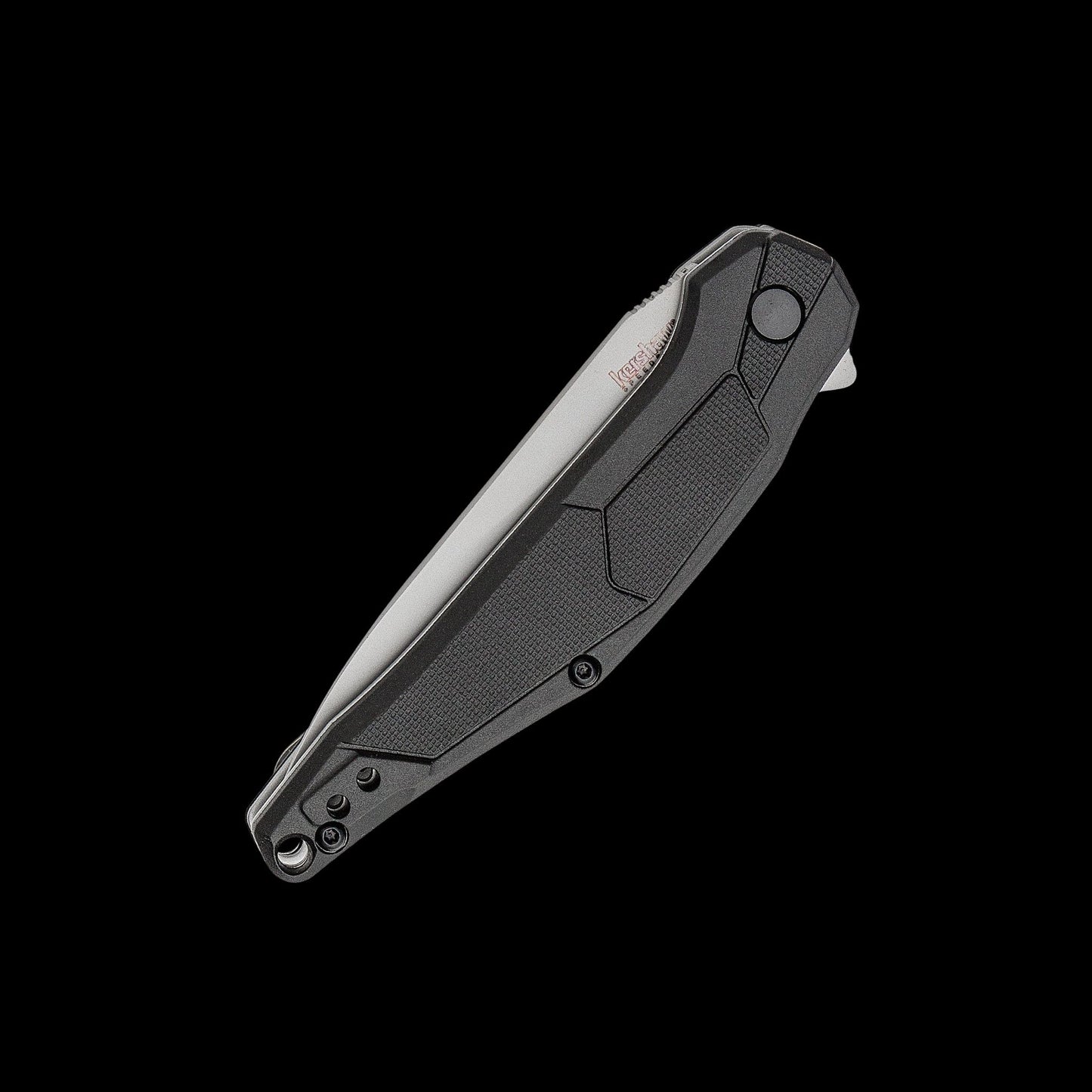 Bead-blasted 4Cr14 spear-point blade on Kershaw Lightyear 1395