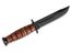 KA-BAR 1250 USMC Short Fighting Knife 5-1/4" Plain Blade, Leather Handles, Leather Sheath