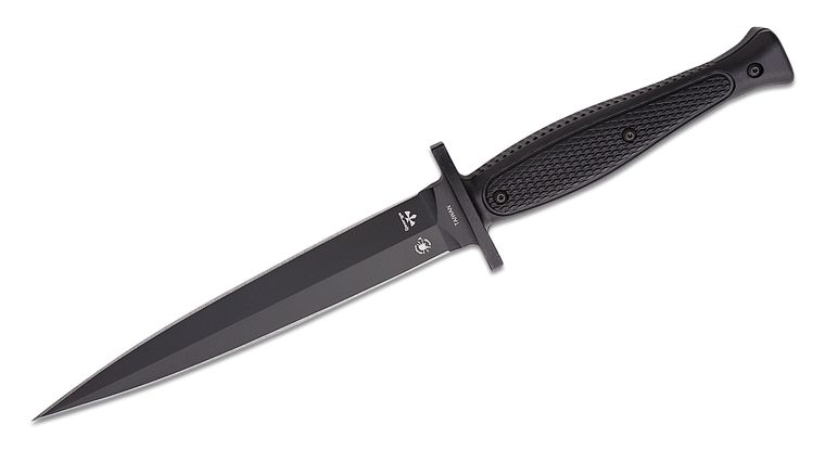 Spartan Blades Field Grade Spartan-George Raider Dagger 7" SK5 Black Double Edge Dagger Blade, Injection Molded Handles, Black Molded Plastic Sheath - SBBL3BK