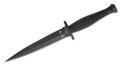 Spartan Blades Field Grade Spartan-George Raider Dagger 7" SK5 Black Double Edge Dagger Blade, Injection Molded Handles, Black Molded Plastic Sheath - SBBL3BK