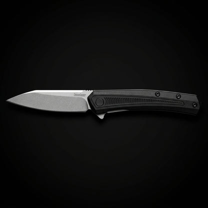 Kershaw 1427 Raygun Liner Lock Assisted Flipper Knife 2.8" Stonewashed Reverse Tanto Blade, Black Glass-Fillen Nylon Handles, Reversible Clip