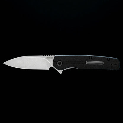 Kershaw 1409 Korra Assisted Flipper Knife 2.75" Stonewashed Drop Point Blade, Black Glass-Filled Nylon Handles, Reversible Clip, Liner Lock