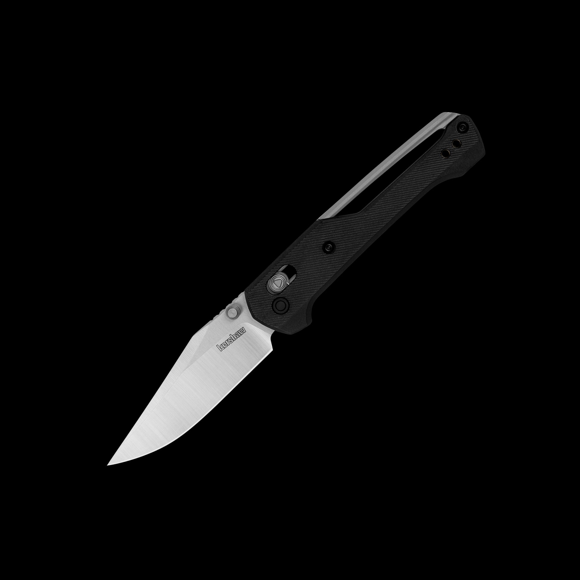 Kershaw Airspace 2063 folding knife with satin 14C28N clip-point blade and black GFN handle
