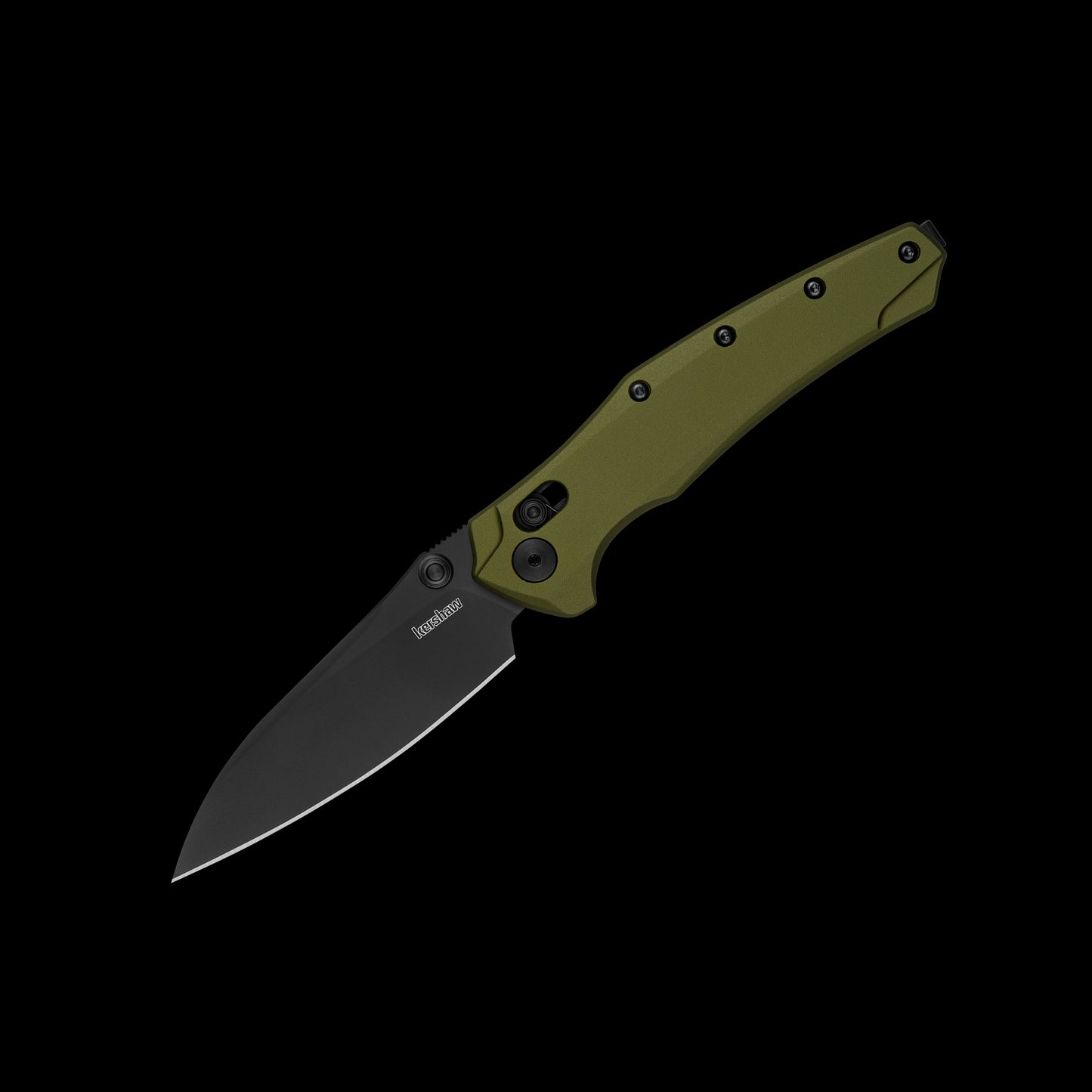 Kershaw Bareknuckle DuraLock 6777 USA-made folding knife with black MagnaCut blade and OD-green aluminum handle