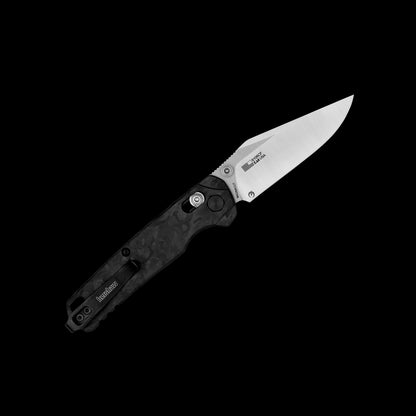 Two-tone CPM MagnaCut clip-point blade on Kershaw Bel Air 6106CF