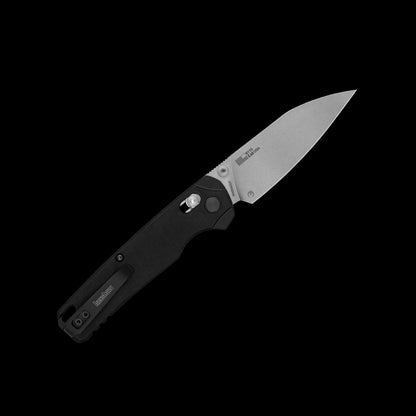 Stonewashed CPM MagnaCut reverse-tanto blade on Kershaw Bel Air XL 6110