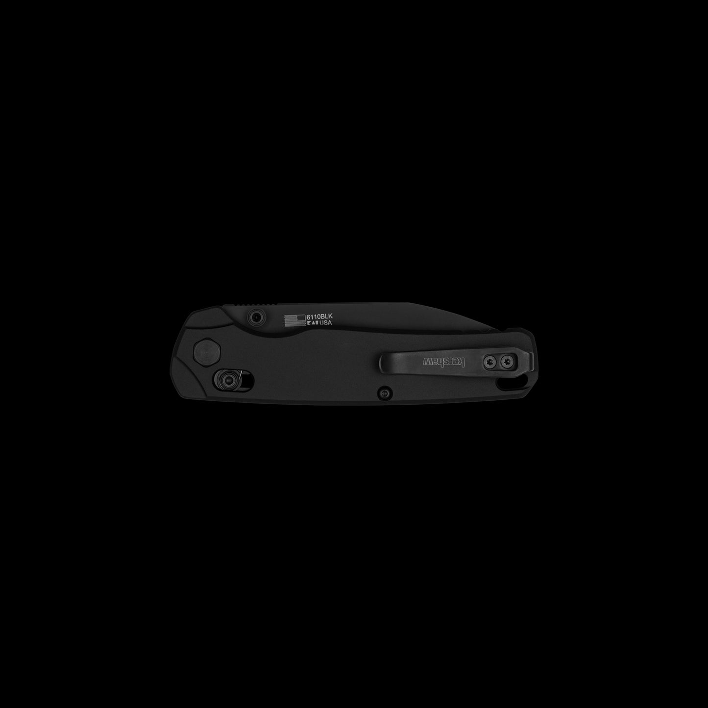 Black-anodized aluminum handle on Kershaw Bel Air XL 6110BLK