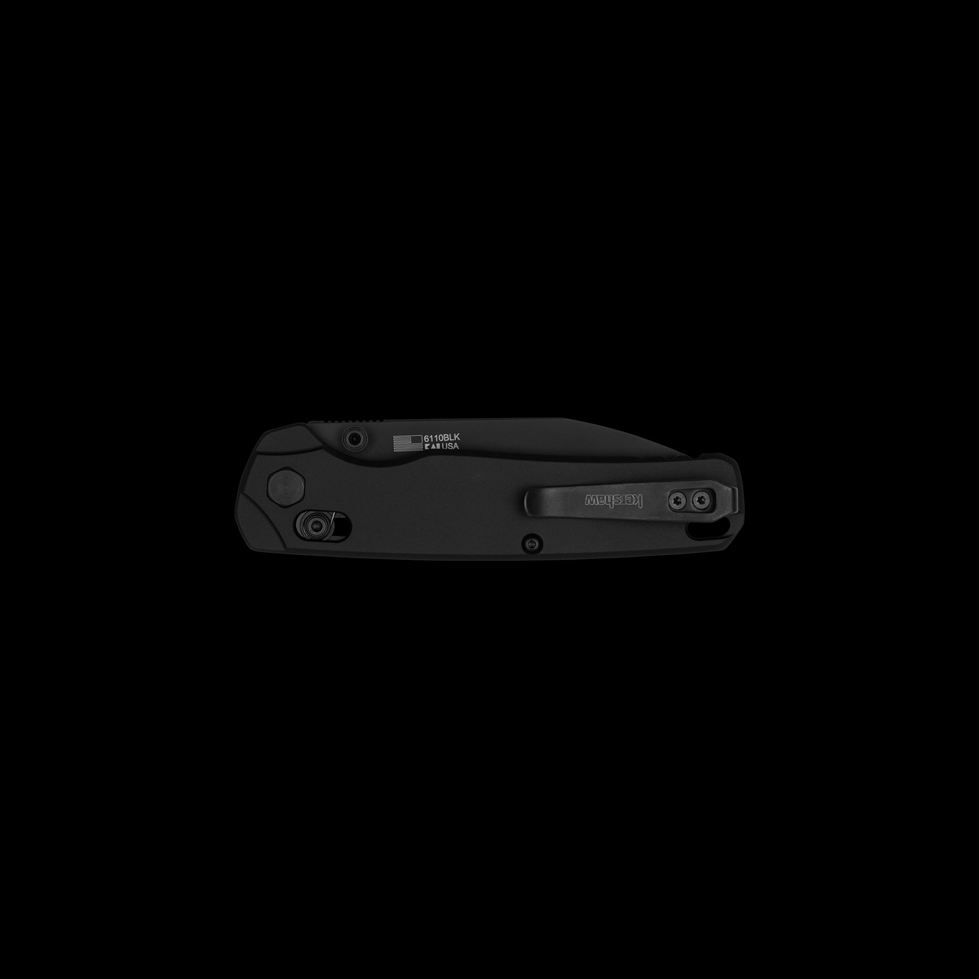 Black-anodized aluminum handle on Kershaw Bel Air XL 6110BLK