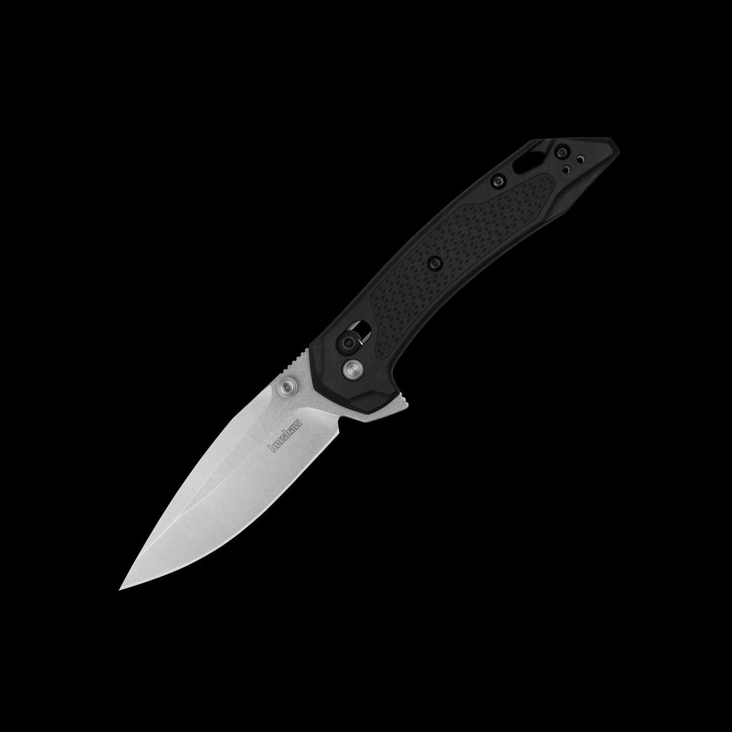 Kershaw Bonneville 6000 USA-made folding knife with stonewashed 14C28N blade and black GFN handle