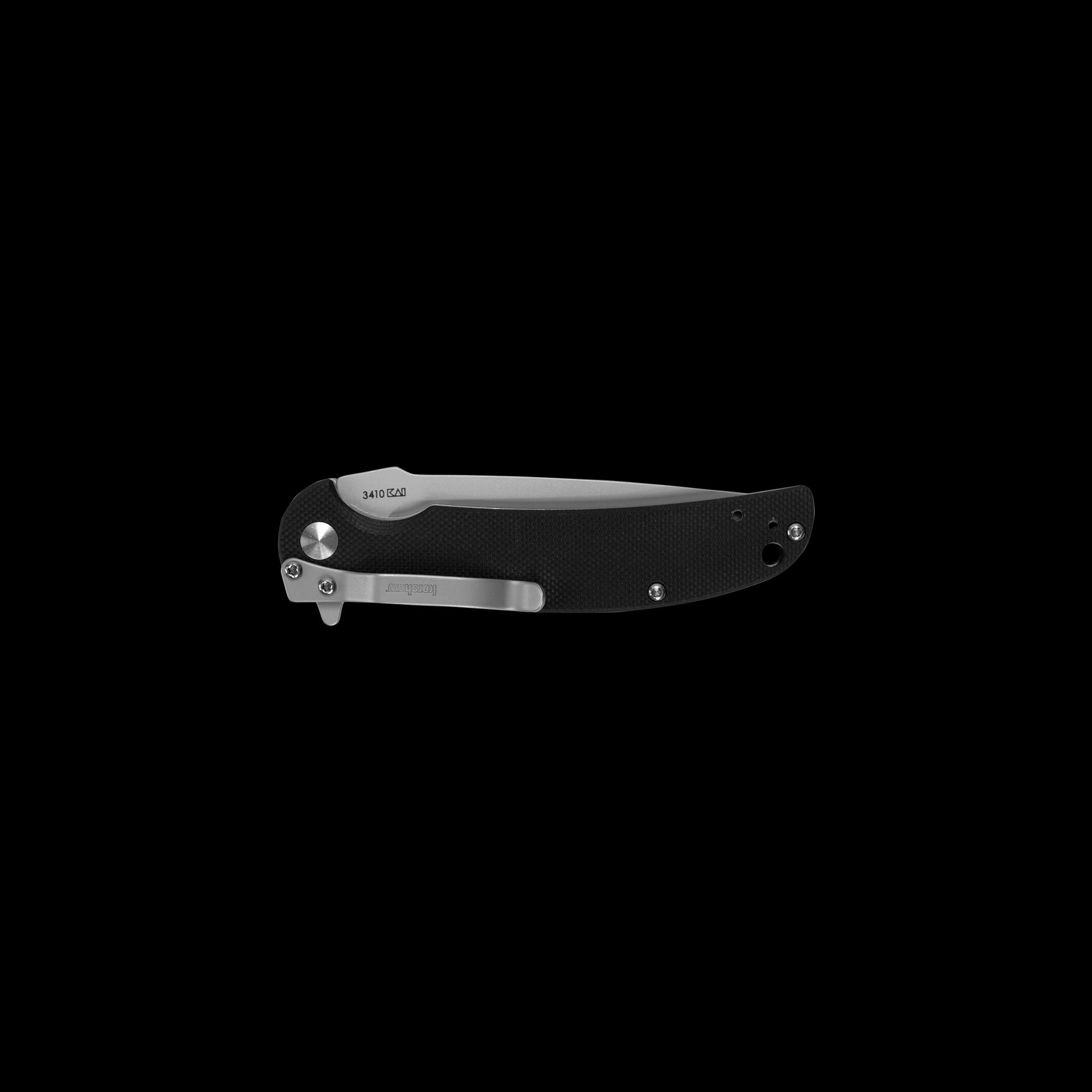 Slim textured black G10 handle on Kershaw Chill folding knife