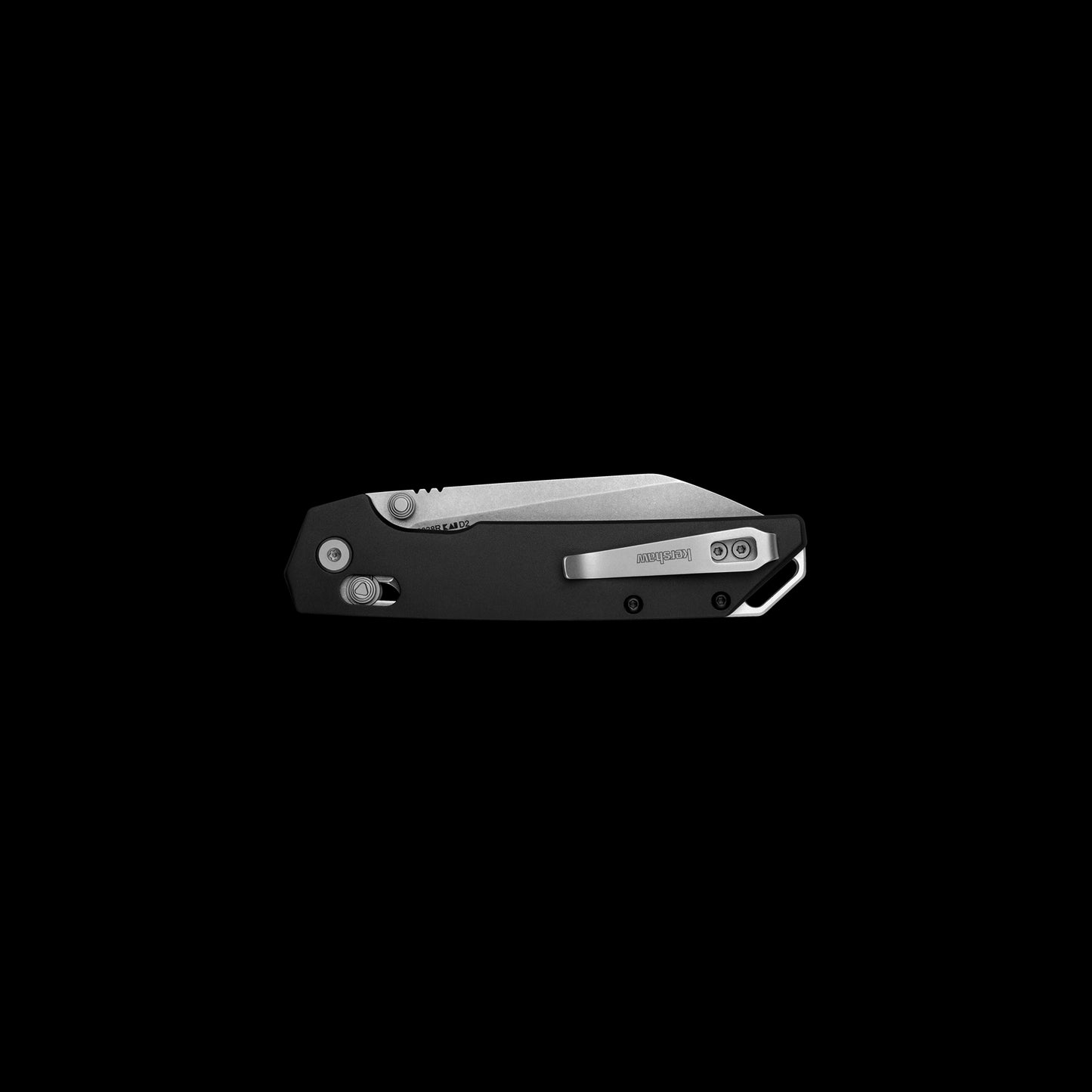 Black-anodised aluminium handle on Kershaw Iridium Reverse Tanto