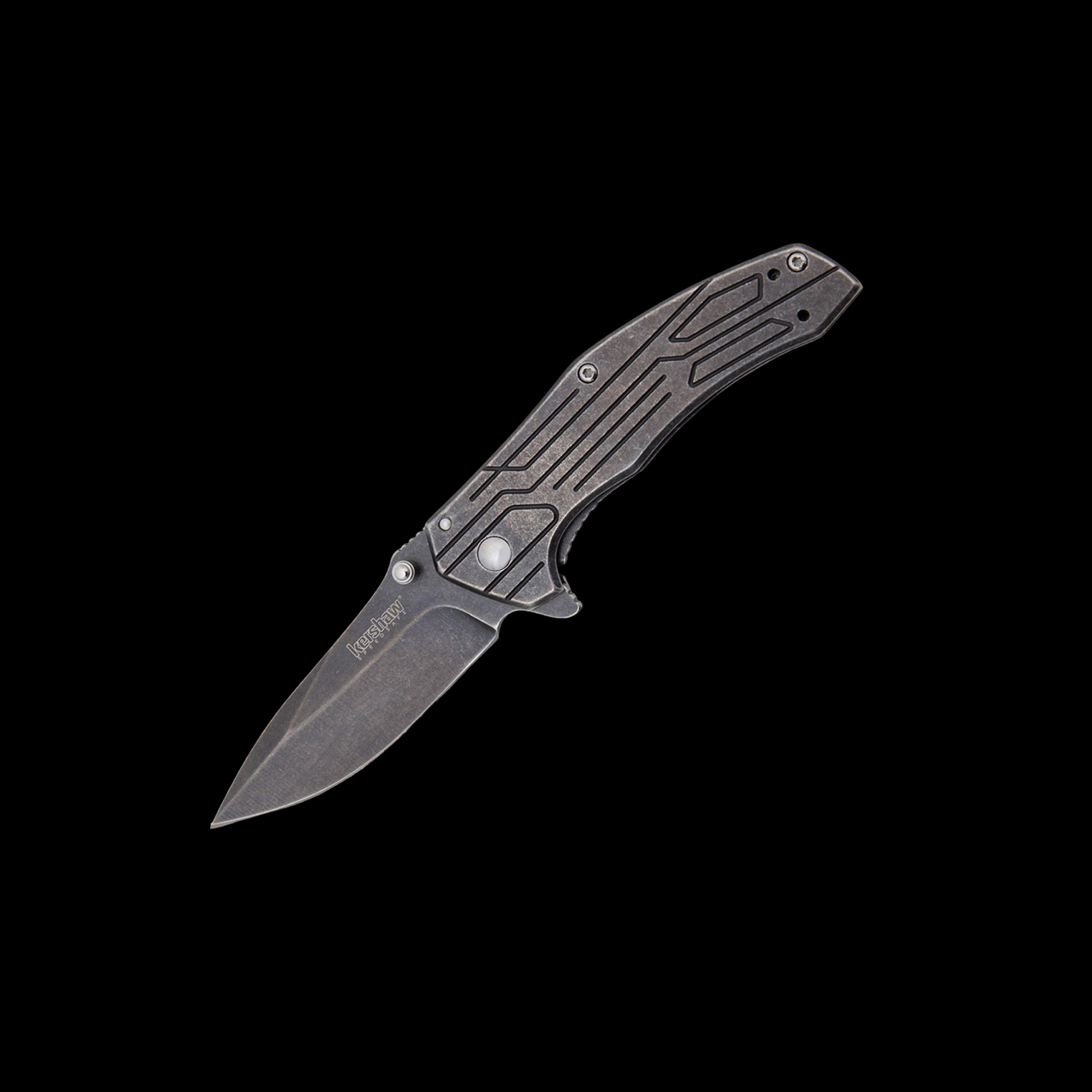 Kershaw Kingbolt 1346 assisted folding knife with BlackWash drop-point blade and stainless-steel handle