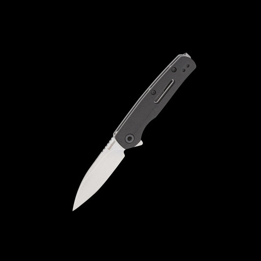 Kershaw Korra 1409 assisted folding knife with stonewashed 5Cr15MoV drop point blade, black glass-filled nylon handle, SpeedSafe flipper, and Liner Lock