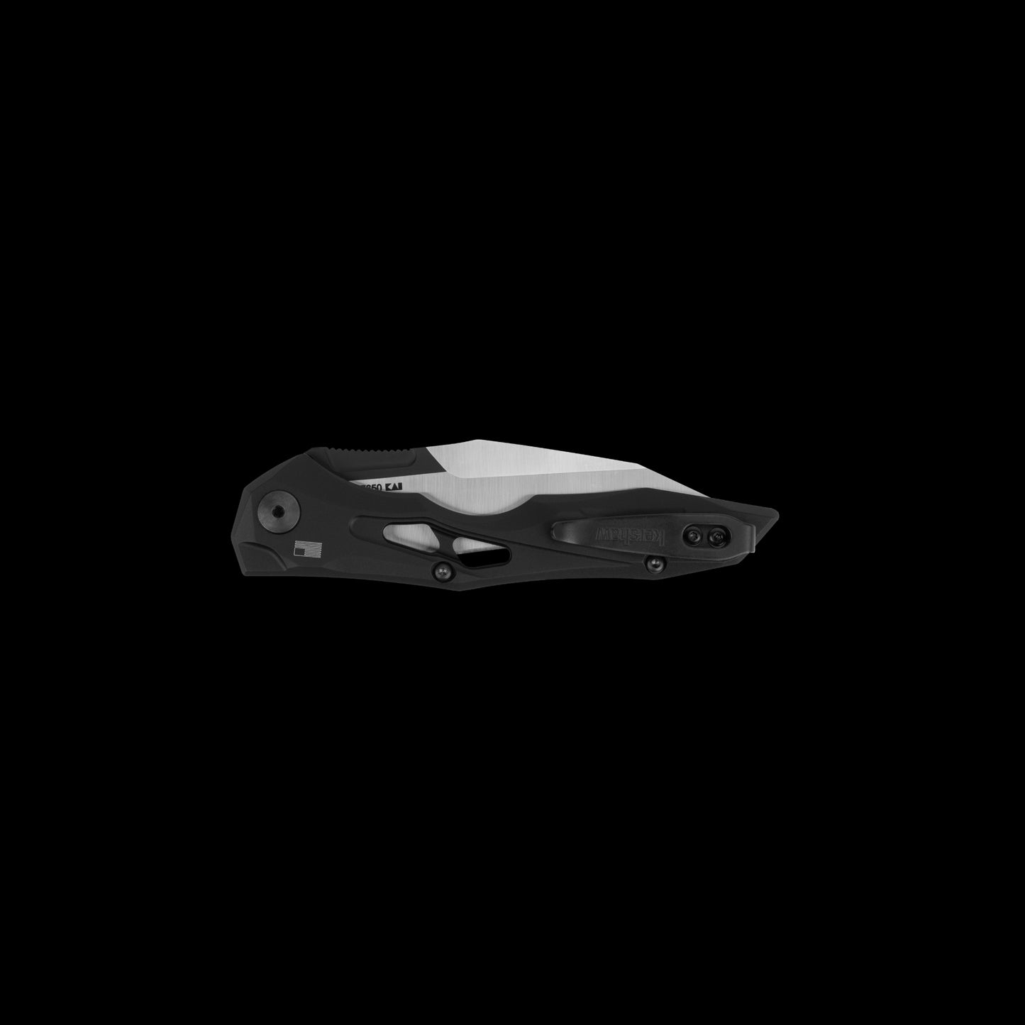 Black Cerakote and satin two-tone blade on Kershaw Launch 13