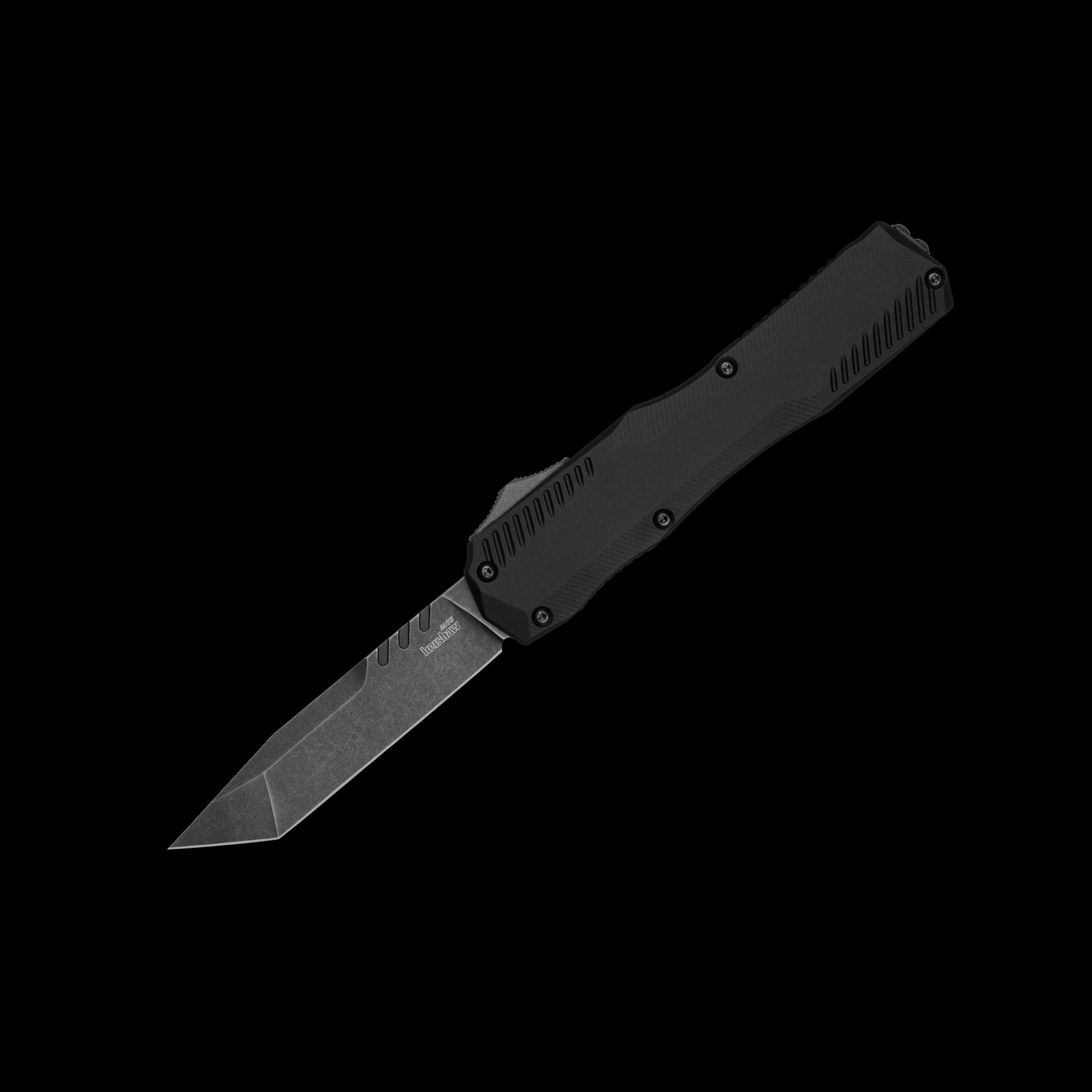 Kershaw Livewire Tanto 9000T USA-made OTF knife with BlackWash MagnaCut blade and black aluminum handle