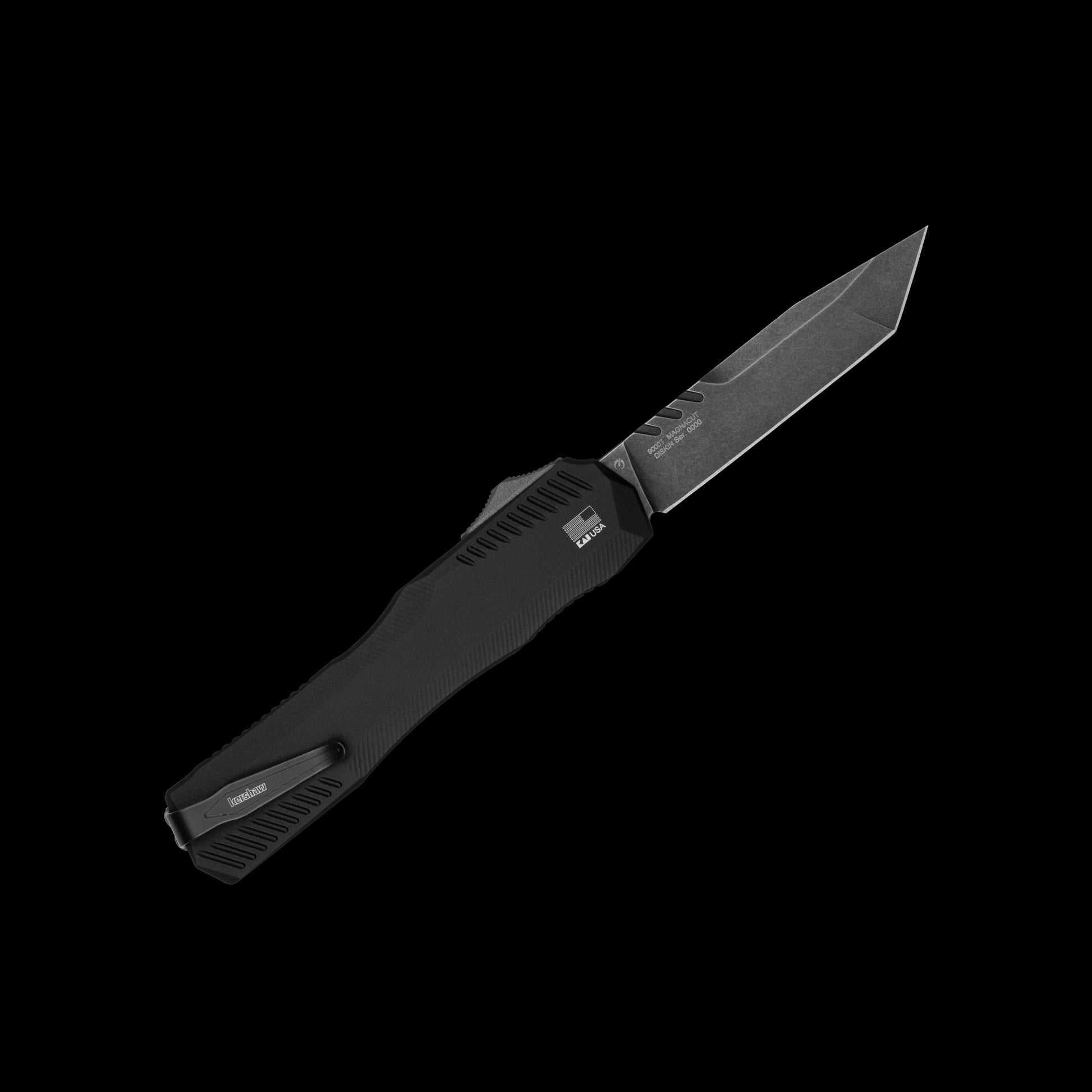 BlackWash CPM MagnaCut tanto blade on Kershaw Livewire 9000T