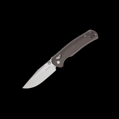 Kershaw Maneuver 1438 manual folding knife with stonewashed drop-point blade and dark bronze GFN handle