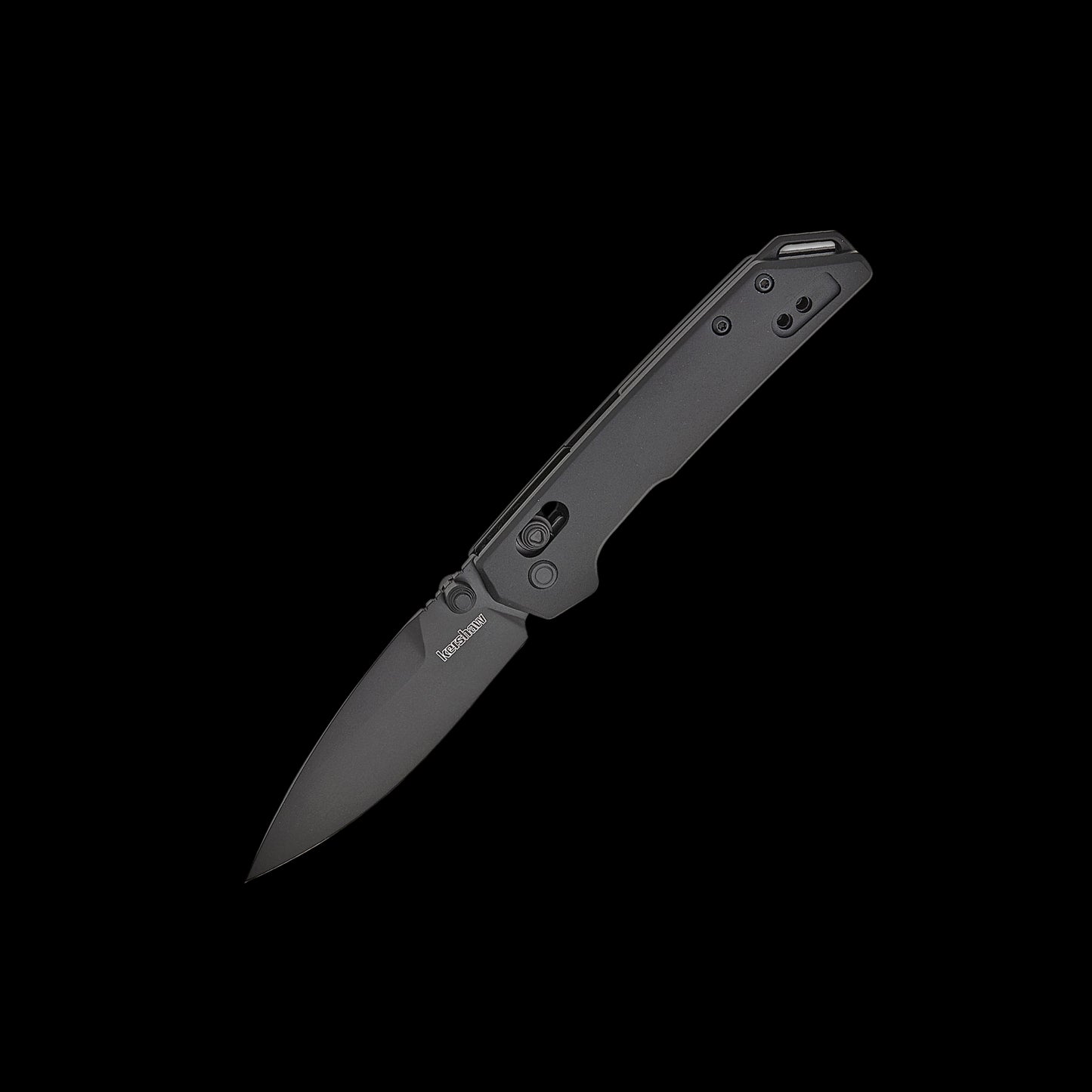 Kershaw Mini Iridium Black 2051BLK folding knife with black D2 spear-point blade and aluminium handle