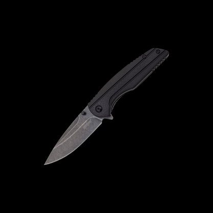 Kershaw Pushrod 1345 assisted folding knife with BlackWash drop-point blade and black GFN handle